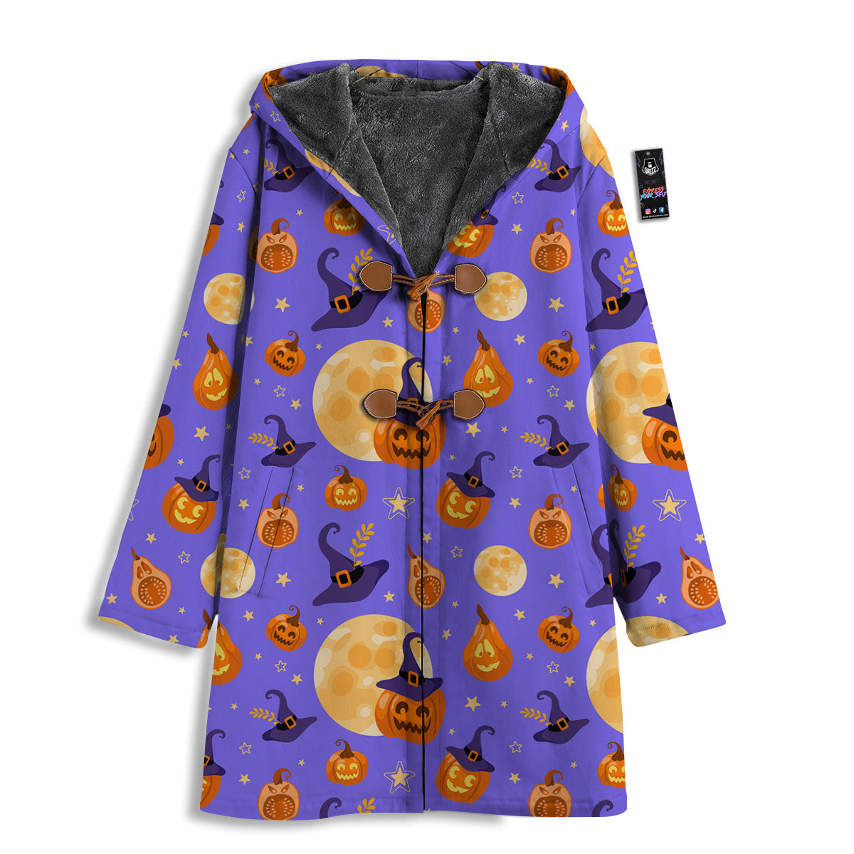 Pumpkin Halloween Purple Print Pattern Men's Windbreaker Jacket-grizzshop
