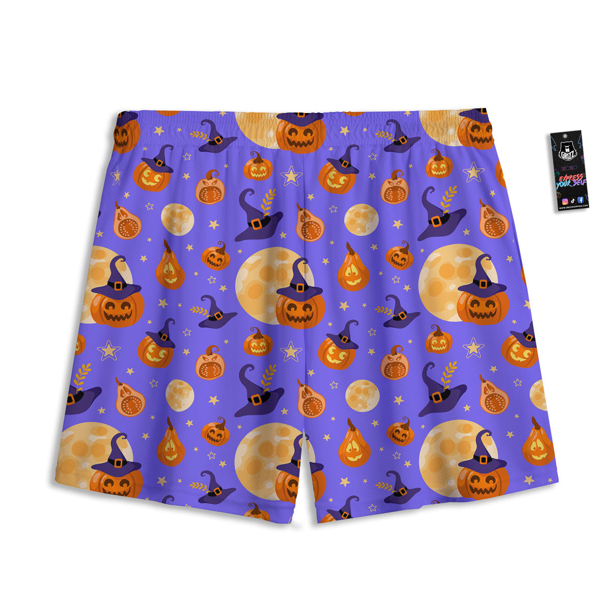 Pumpkin Halloween Purple Print Pattern Mesh Shorts