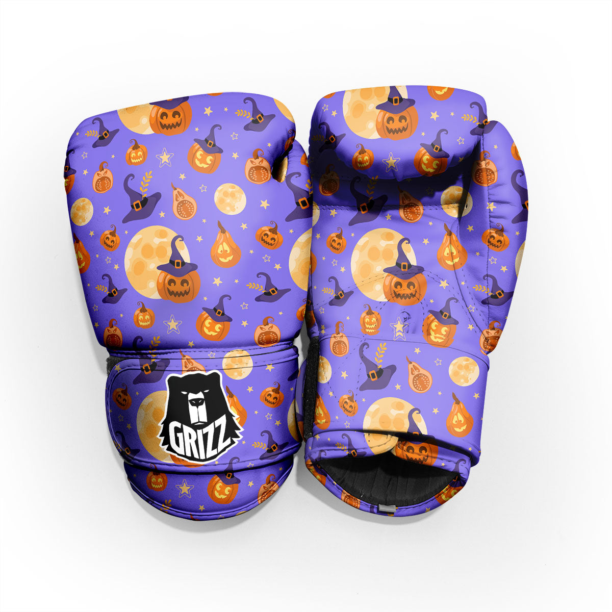 Pumpkin Halloween Purple Print Pattern Pro Boxing Glove