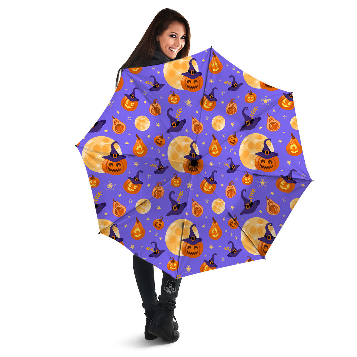 Pumpkin Halloween Purple Print Pattern Umbrella-grizzshop