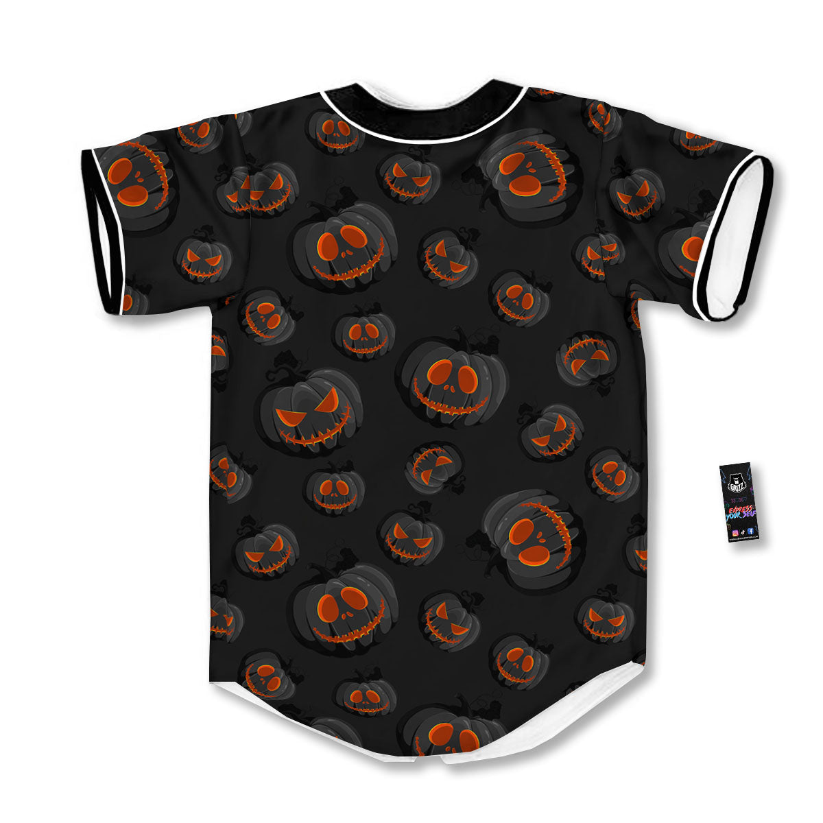 Pumpkin Jack O' Lantern Halloween Print Baseball Jersey-grizzshop