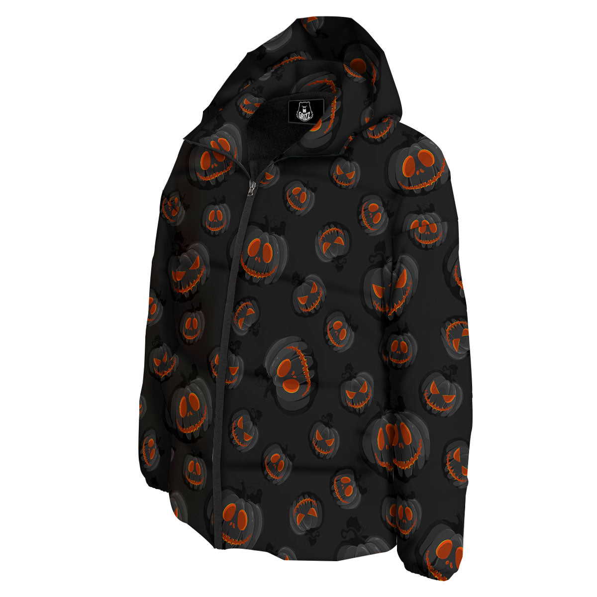 Pumpkin Jack O' Lantern Halloween Print Down Jacket-grizzshop