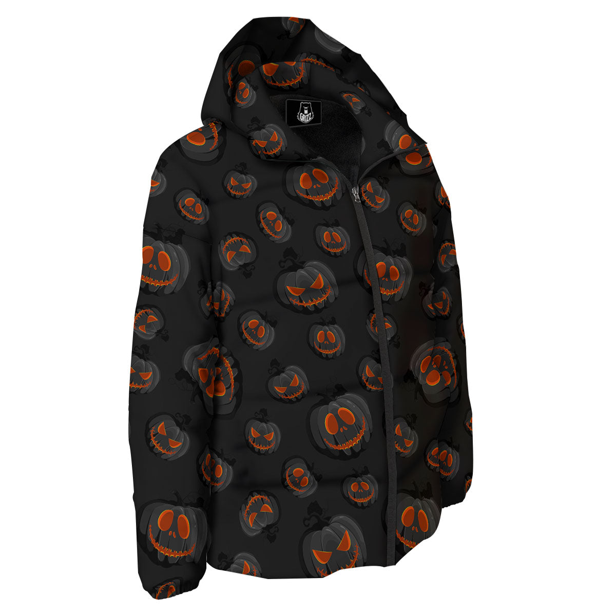 Pumpkin Jack O' Lantern Halloween Print Down Jacket-grizzshop