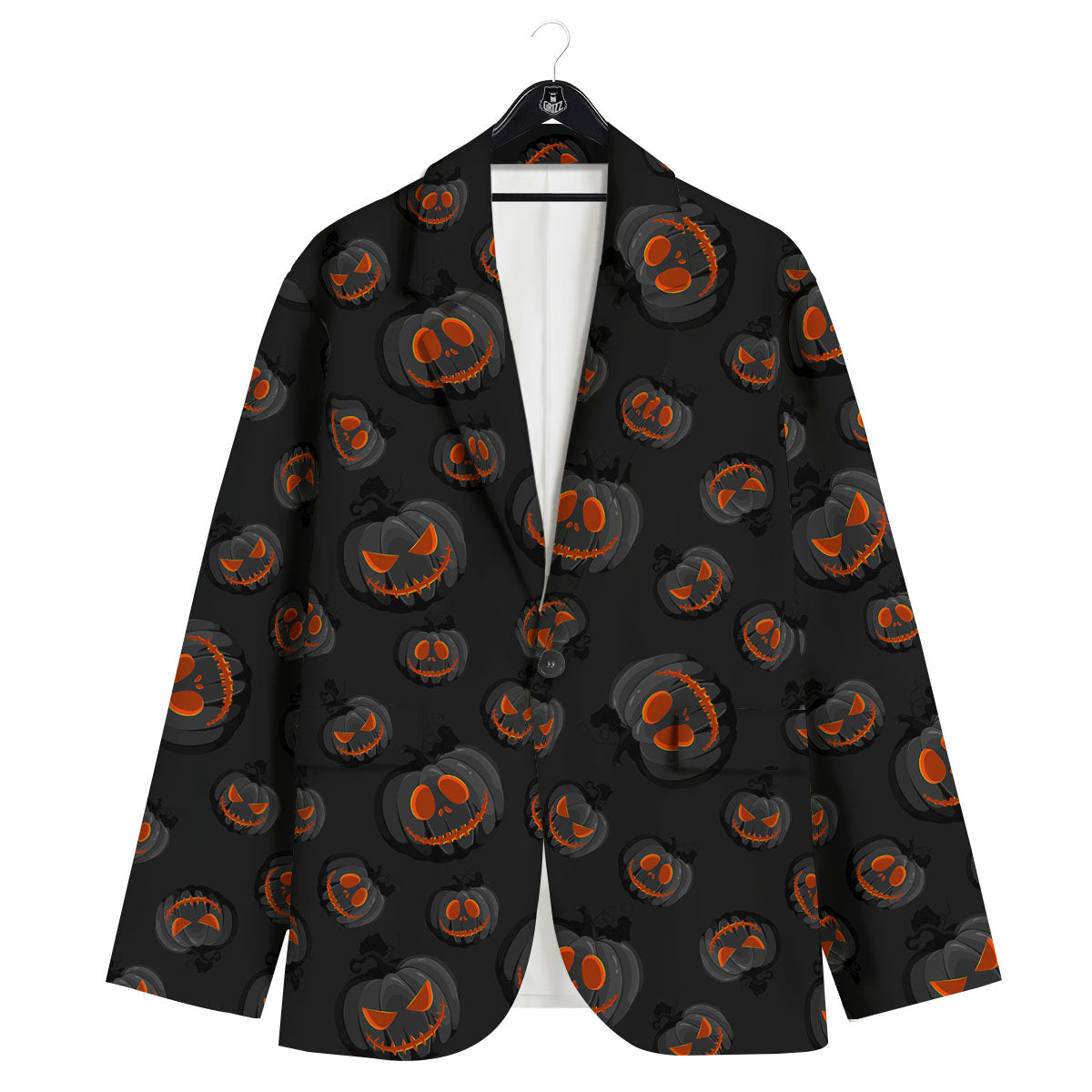 Pumpkin Jack O' Lantern Halloween Print Men's Sport Coat-grizzshop