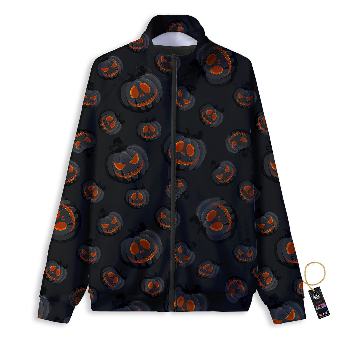 Pumpkin Jack O' Lantern Halloween Print Track Jacket-grizzshop