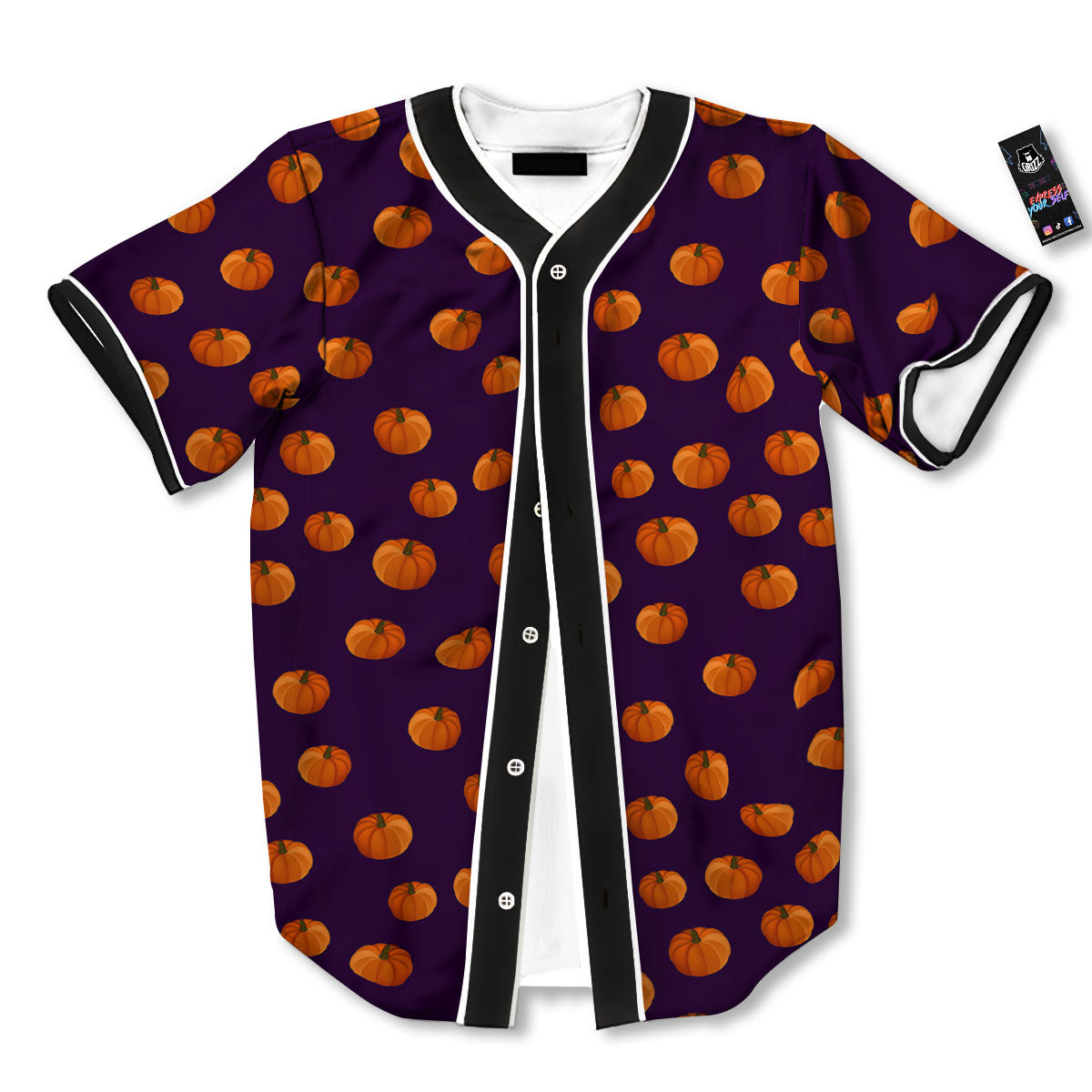 Pumpkin Little Print Pattern Baseball Jersey-grizzshop