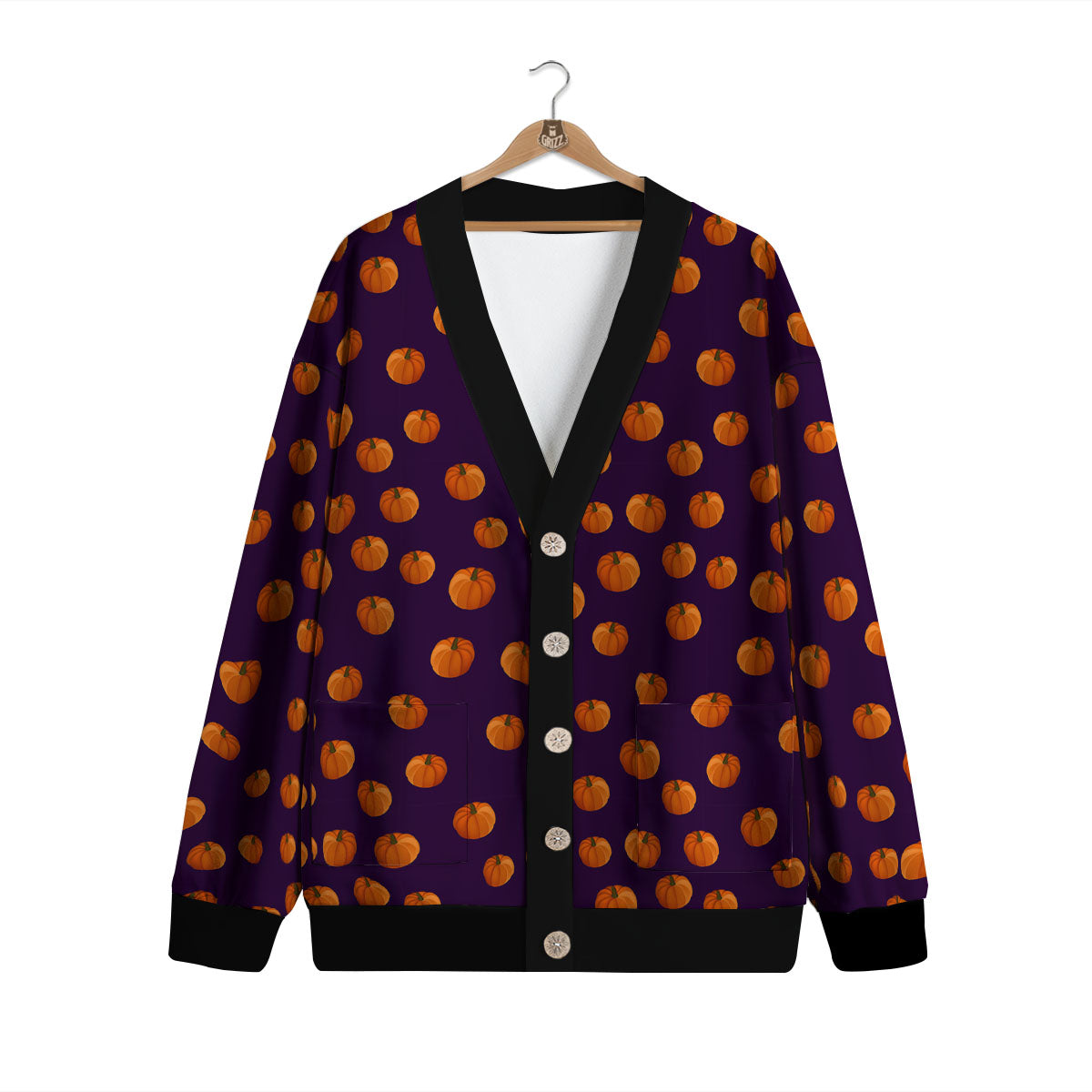 Pumpkin Little Print Pattern Cardigan-grizzshop