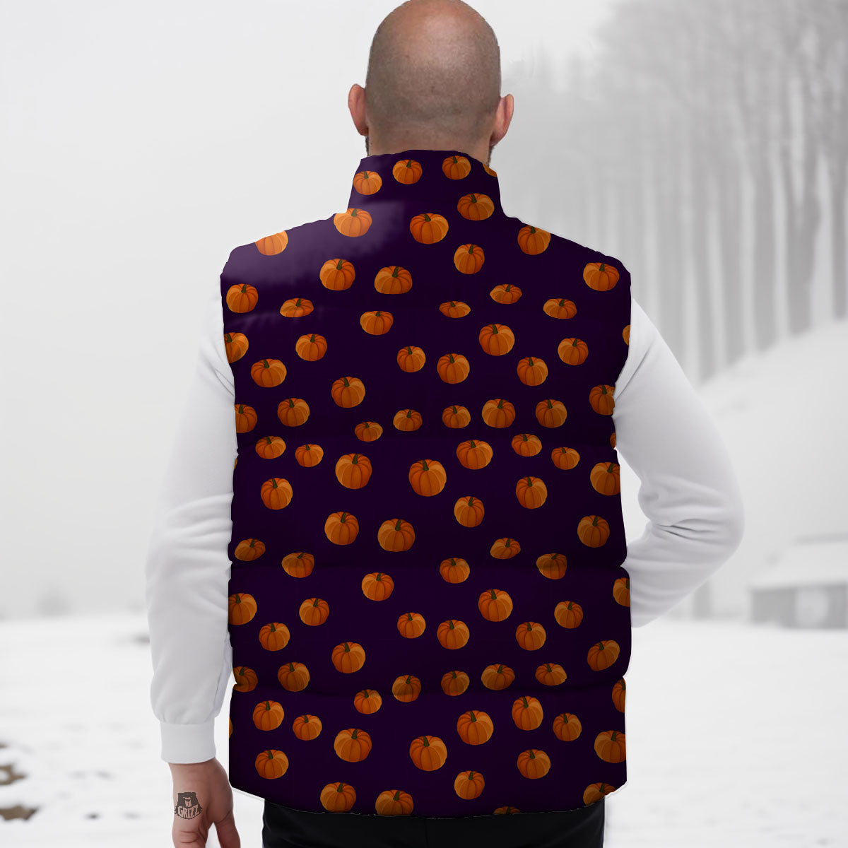 Pumpkin Little Print Pattern Down Vest