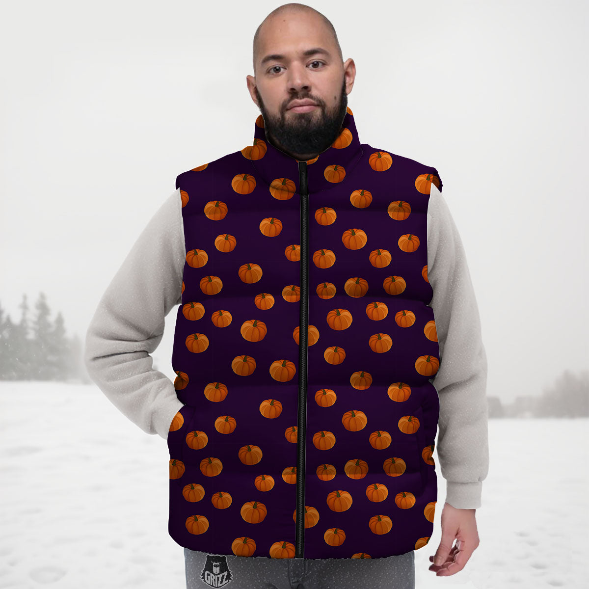 Pumpkin Little Print Pattern Down Vest