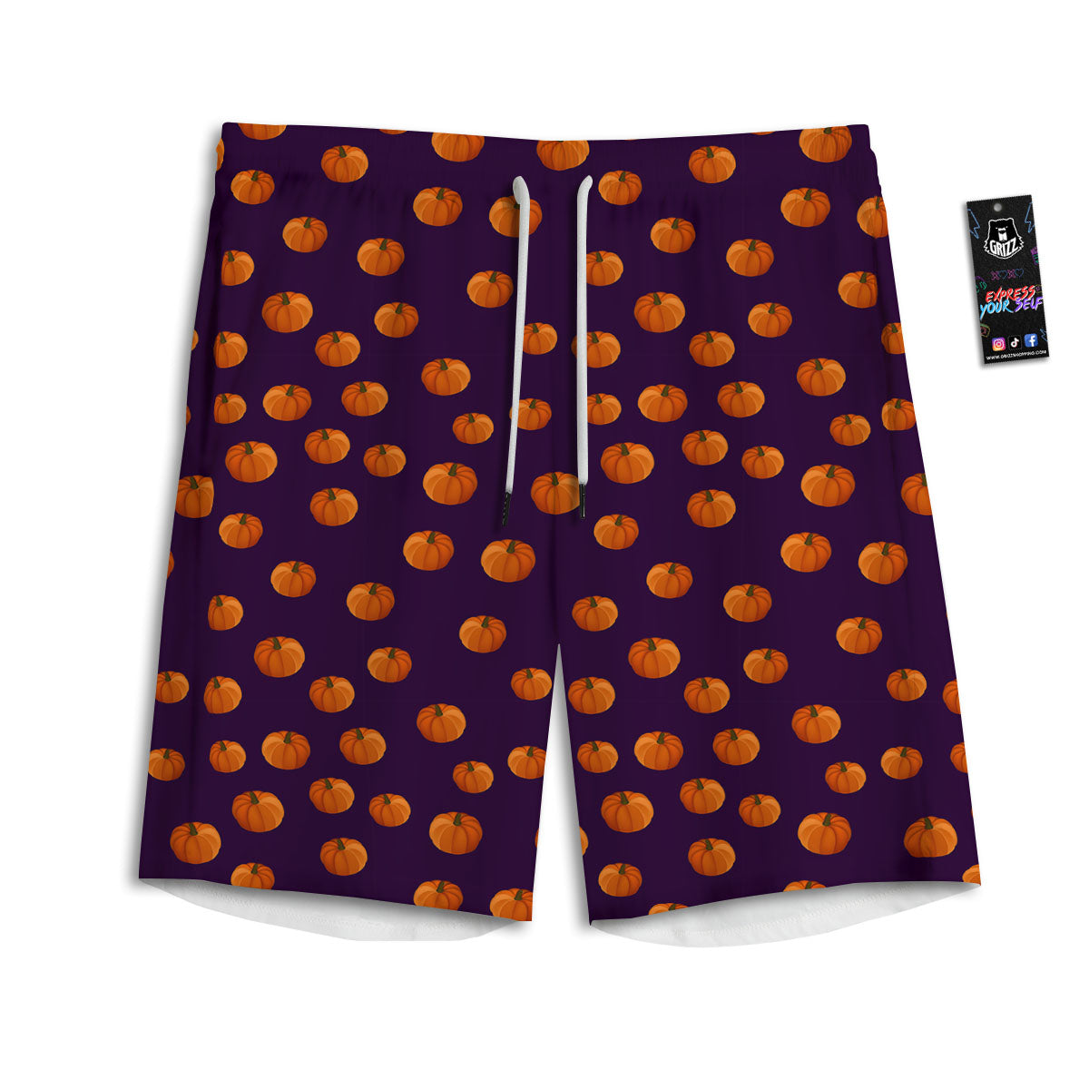 Pumpkin Little Print Pattern Men's Athletic Shorts