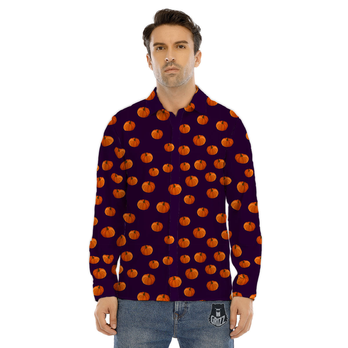 Pumpkin Little Print Pattern Men's Dress Shirts-grizzshop