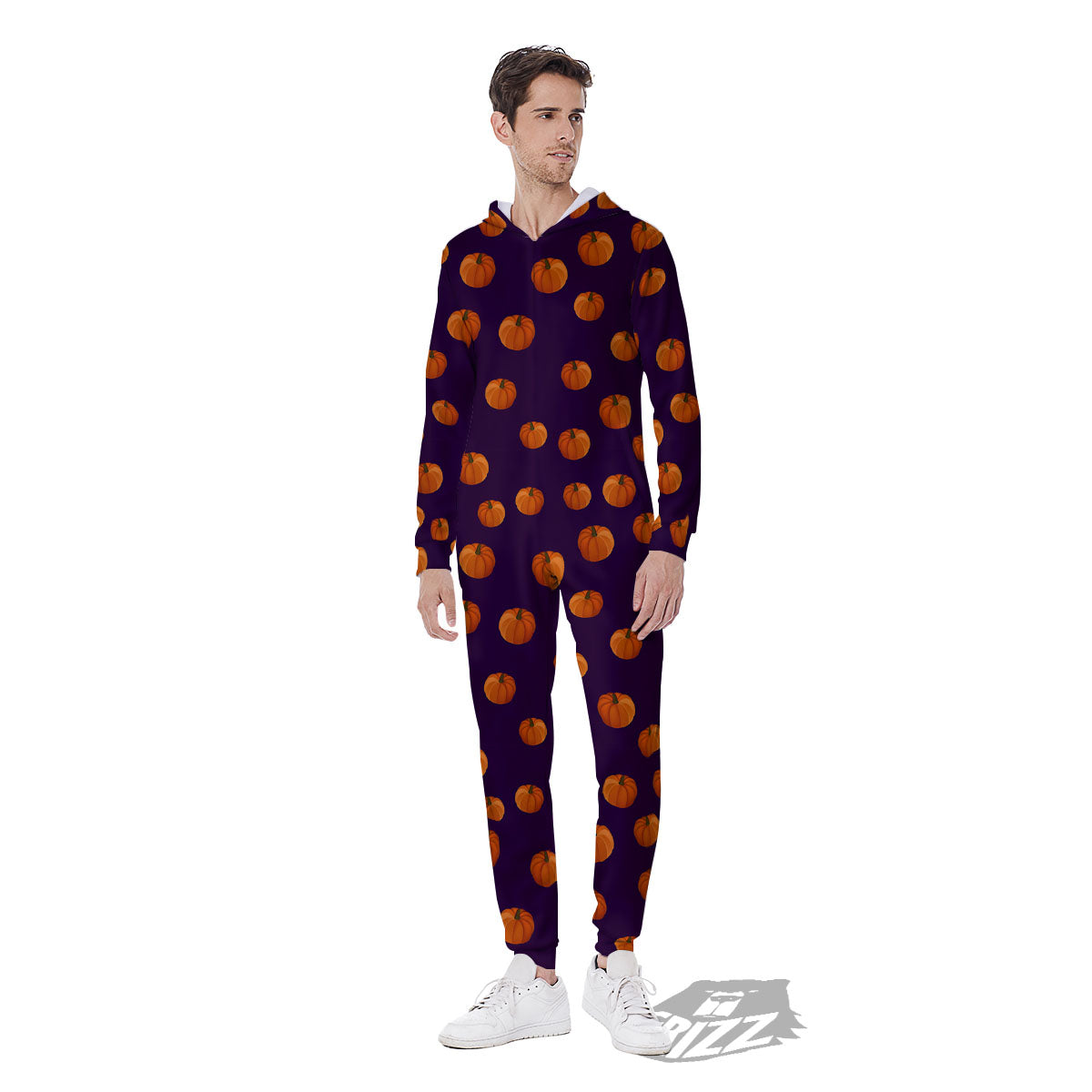 Pumpkin Little Print Pattern Men's Jumpsuit-grizzshop