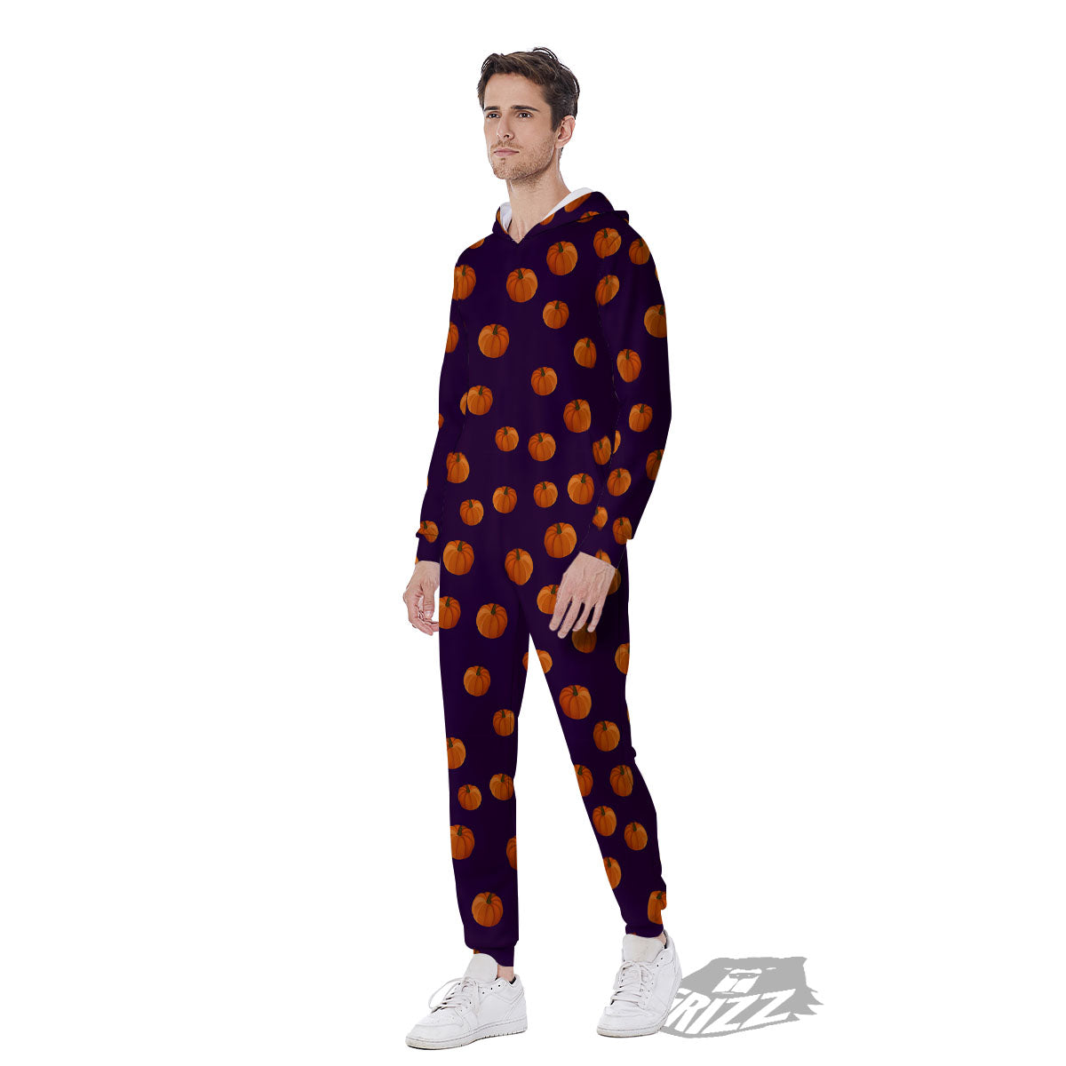 Pumpkin Little Print Pattern Men's Jumpsuit-grizzshop