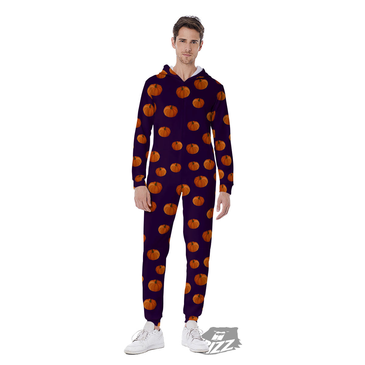 Pumpkin Little Print Pattern Men's Jumpsuit-grizzshop