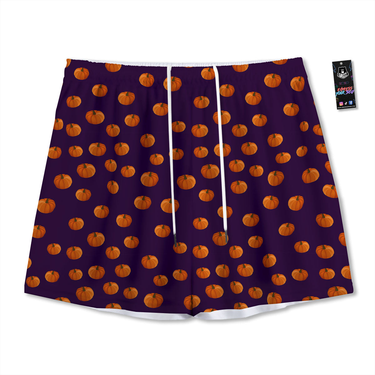 Pumpkin Little Print Pattern Mesh Shorts
