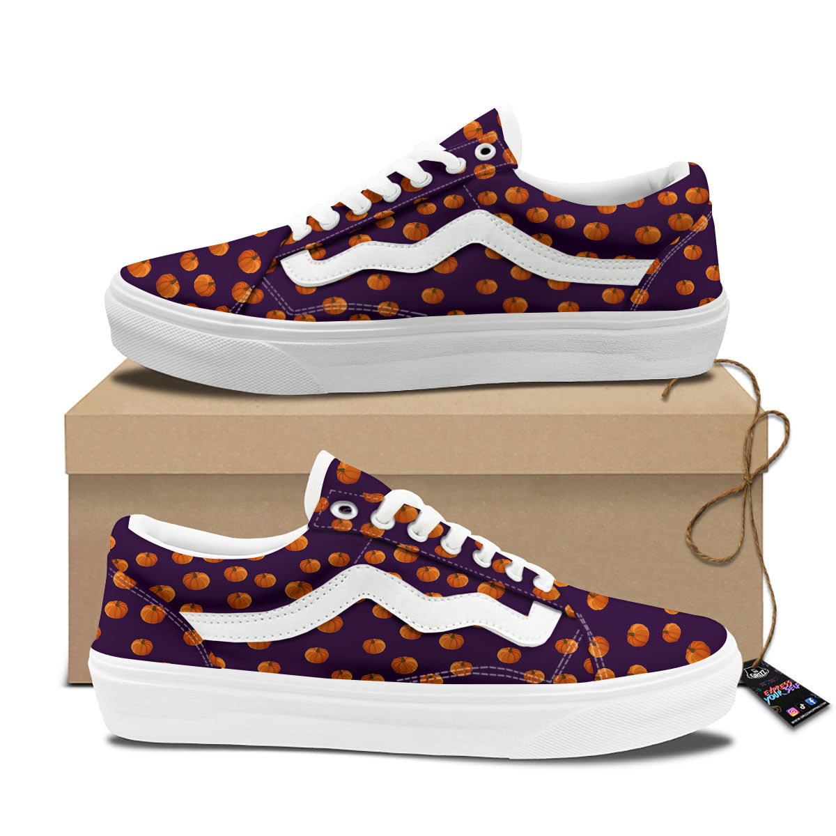Pumpkin Little Print Pattern Skate Shoes-grizzshop