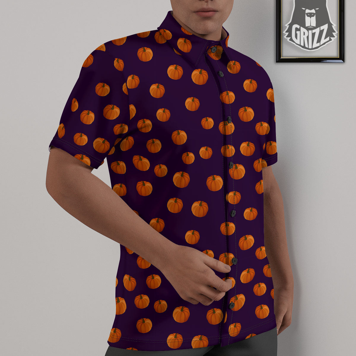 Pumpkin Little Print Pattern Untucked Shirts-grizzshop