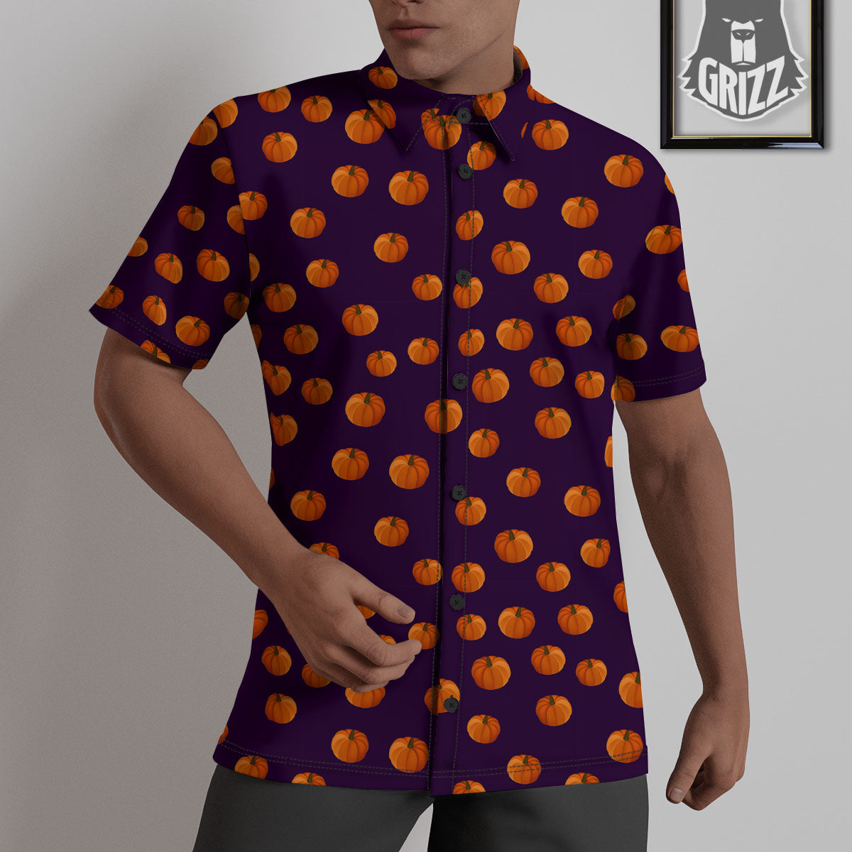 Pumpkin Little Print Pattern Untucked Shirts-grizzshop