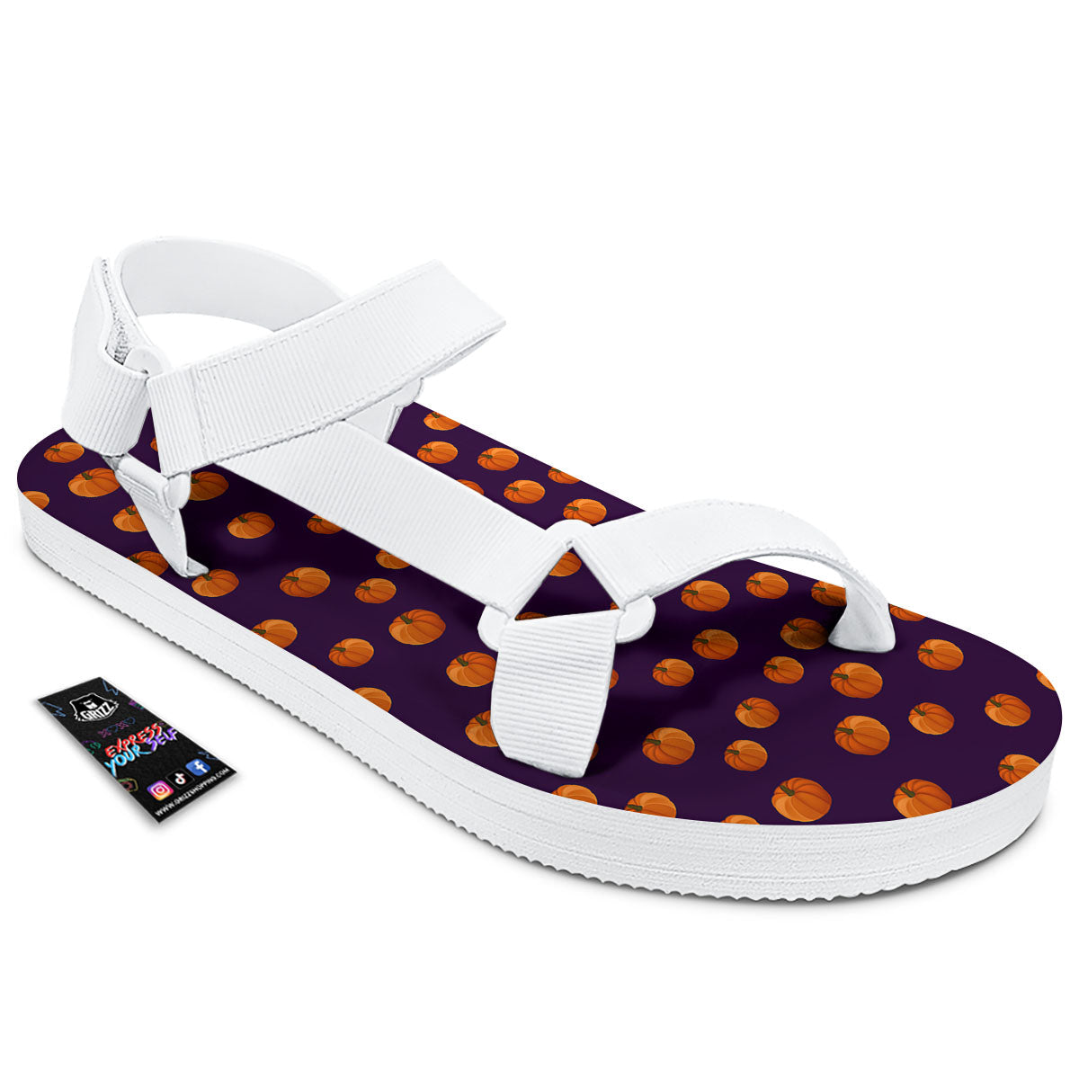 Pumpkin Little Print Pattern White Open Toe Sandals-grizzshop