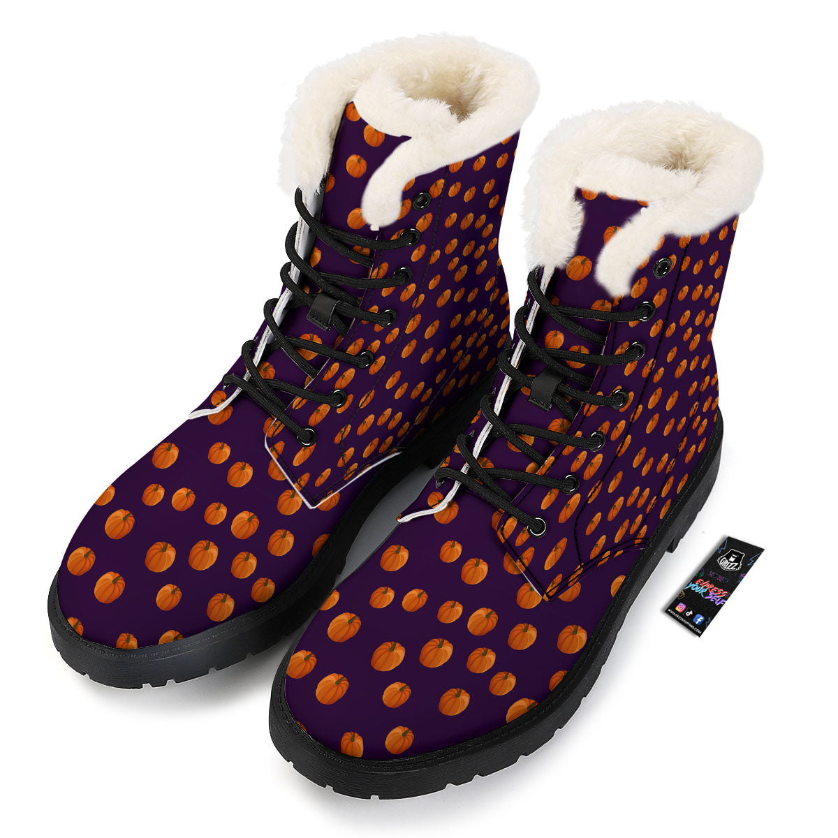 Pumpkin Little Print Pattern Winter Boots-grizzshop