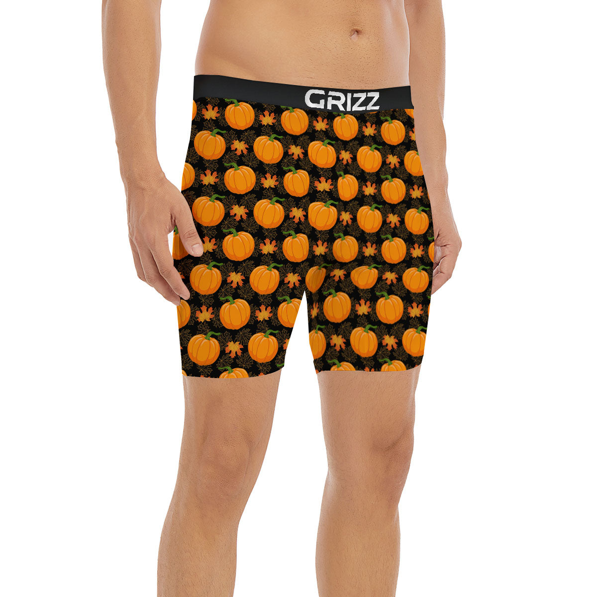 Pumpkin Orange Print Pattern Boxer Briefs-grizzshop