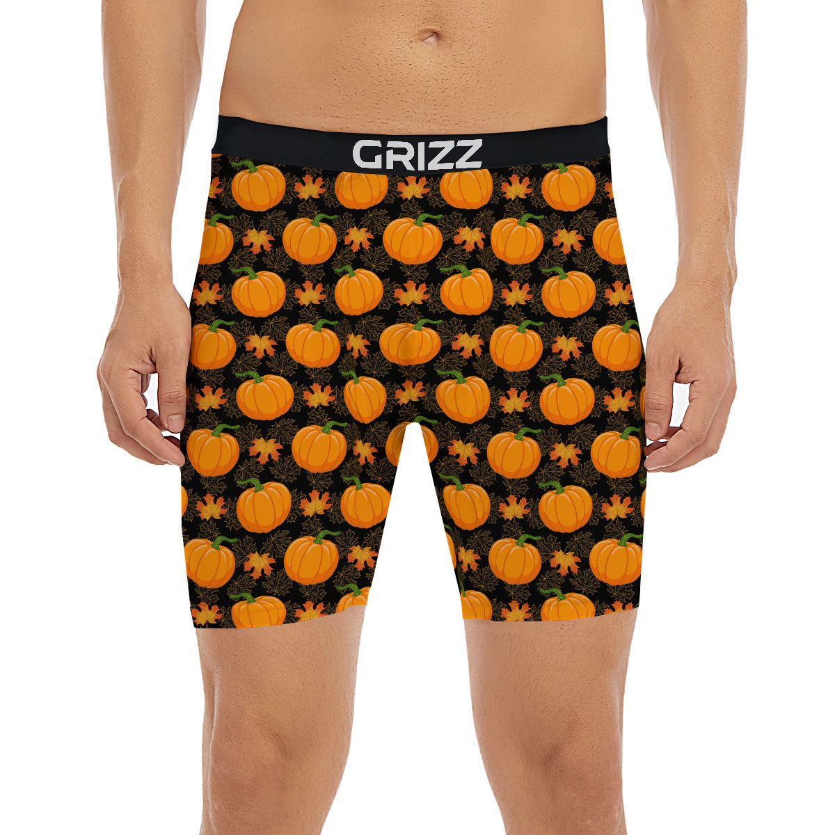 Pumpkin Orange Print Pattern Boxer Briefs-grizzshop
