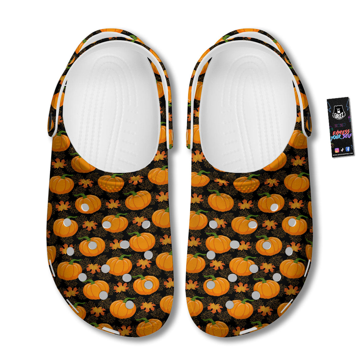 Pumpkin Orange Print Pattern Clog-grizzshop