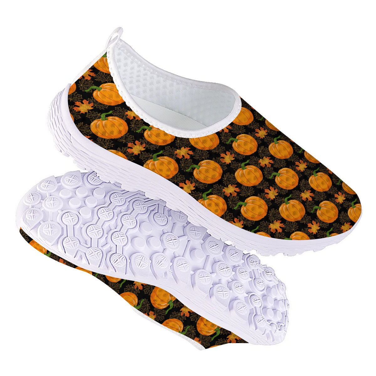 Pumpkin Orange Print Pattern Nurse Shoes-grizzshop