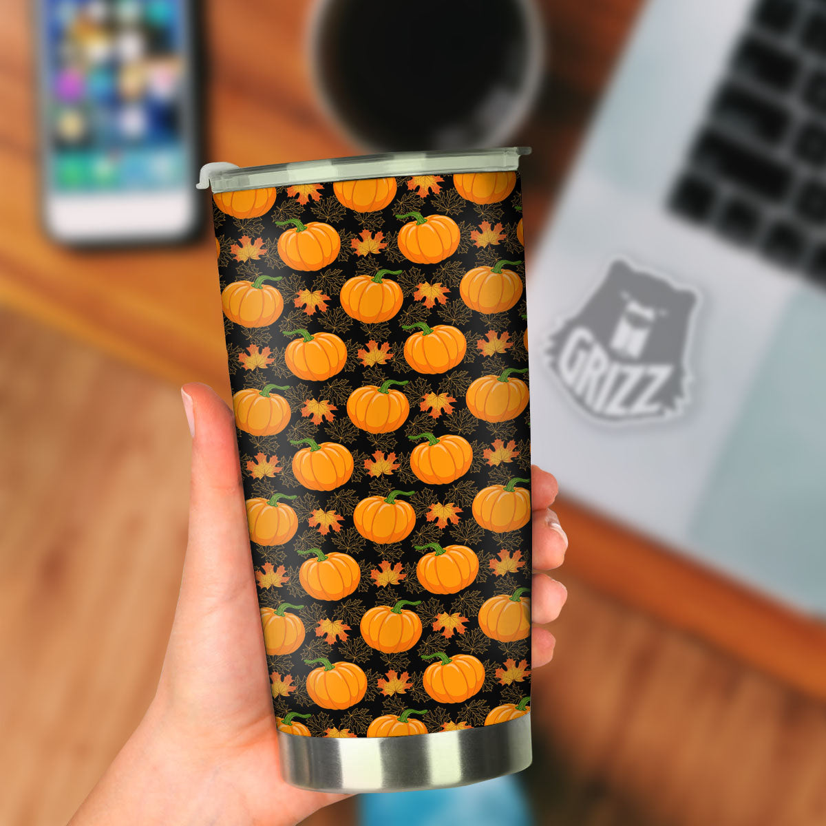 Pumpkin Orange Print Pattern Tumbler-grizzshop
