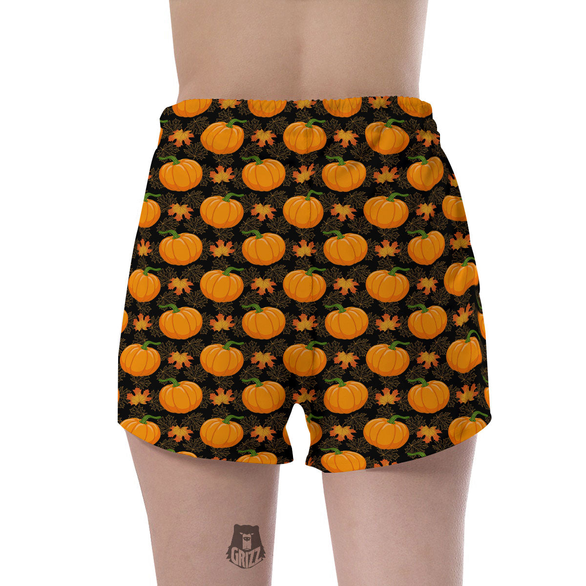 Pumpkin Orange Print Pattern Women's Shorts-grizzshop