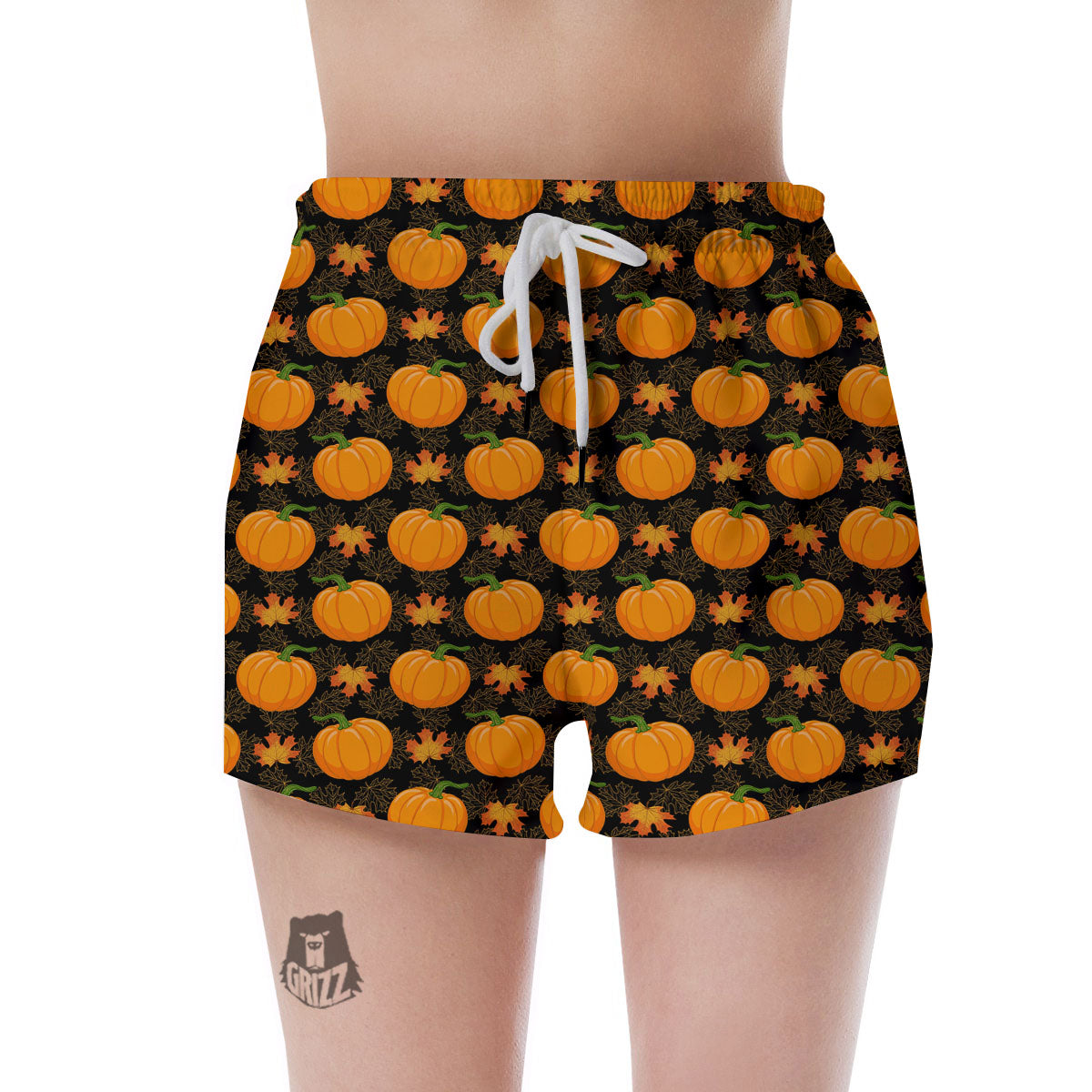 Pumpkin Orange Print Pattern Women's Shorts-grizzshop