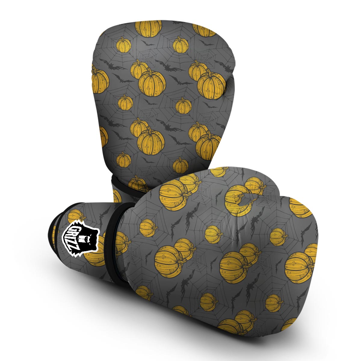 Pumpkin Pattern Print Boxing Gloves-grizzshop
