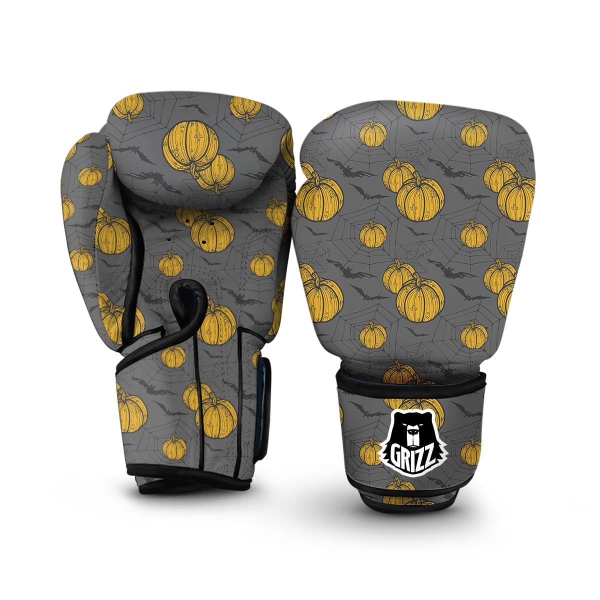 Pumpkin Pattern Print Boxing Gloves-grizzshop