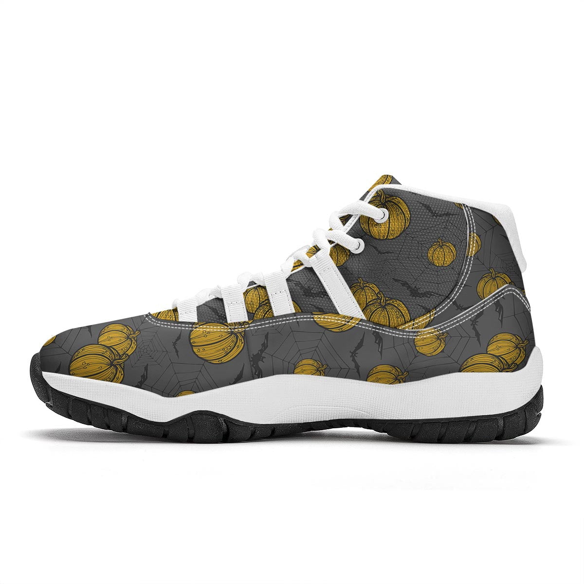 Pumpkin Pattern Print White Bball Shoes-grizzshop