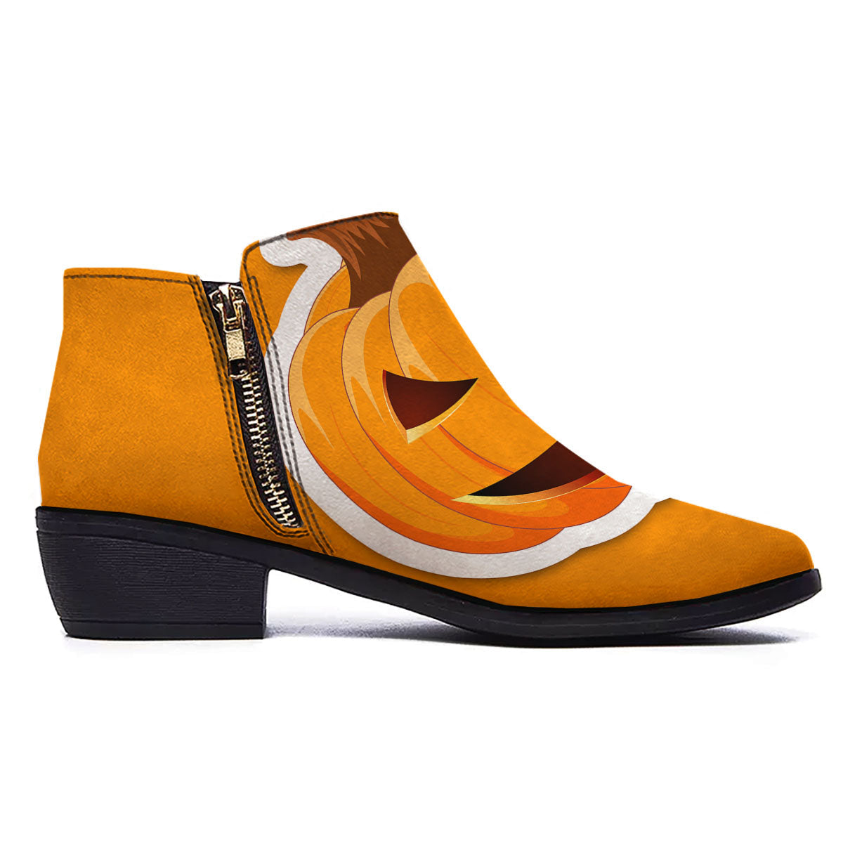 Pumpkin Print Ankle Boots-grizzshop