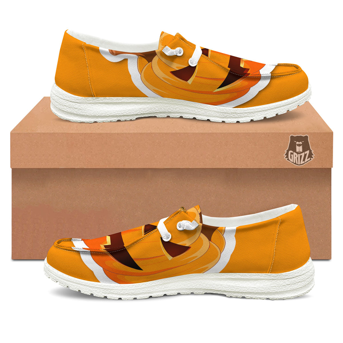 Pumpkin Print Black Loafers-grizzshop