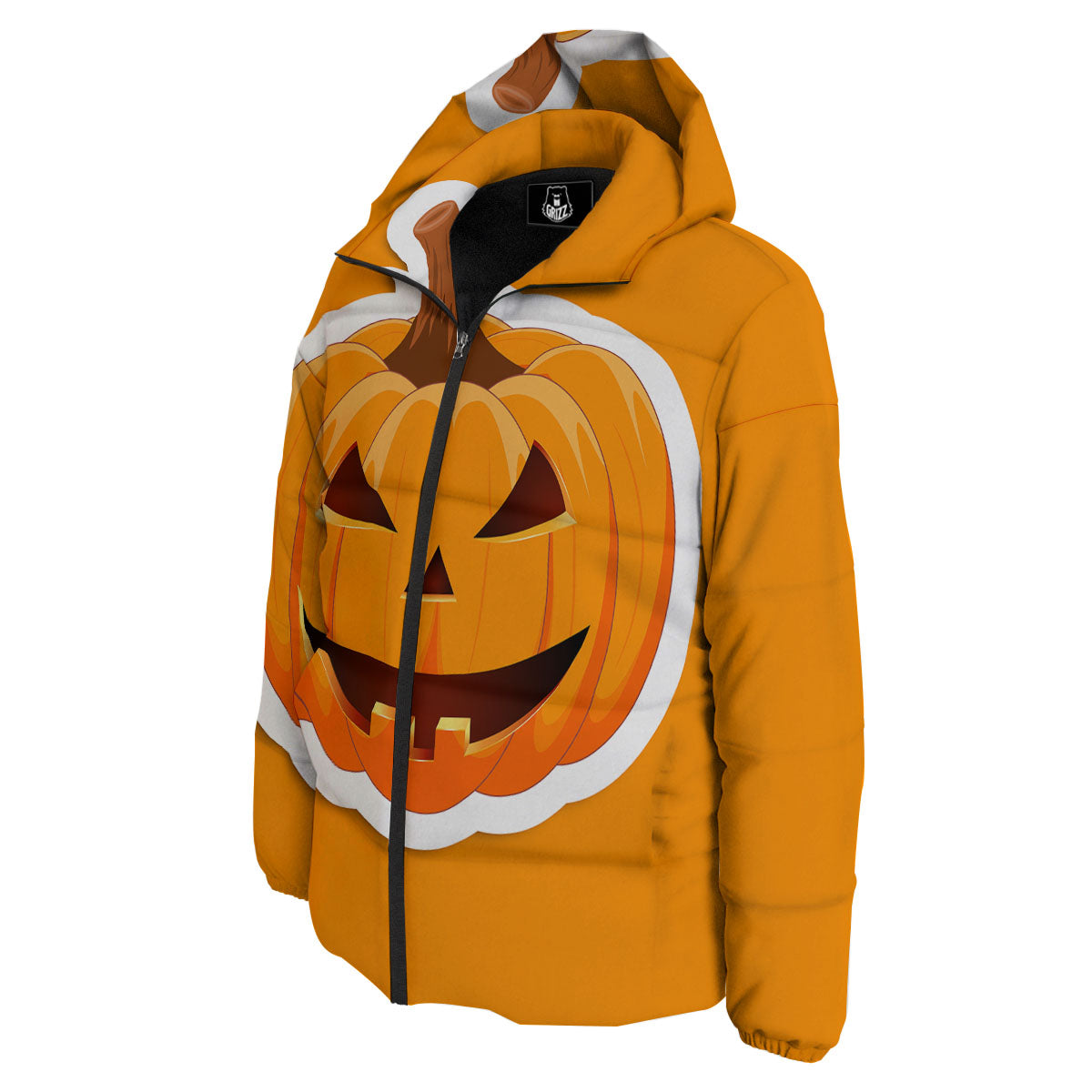 Pumpkin Print Down Jacket-grizzshop