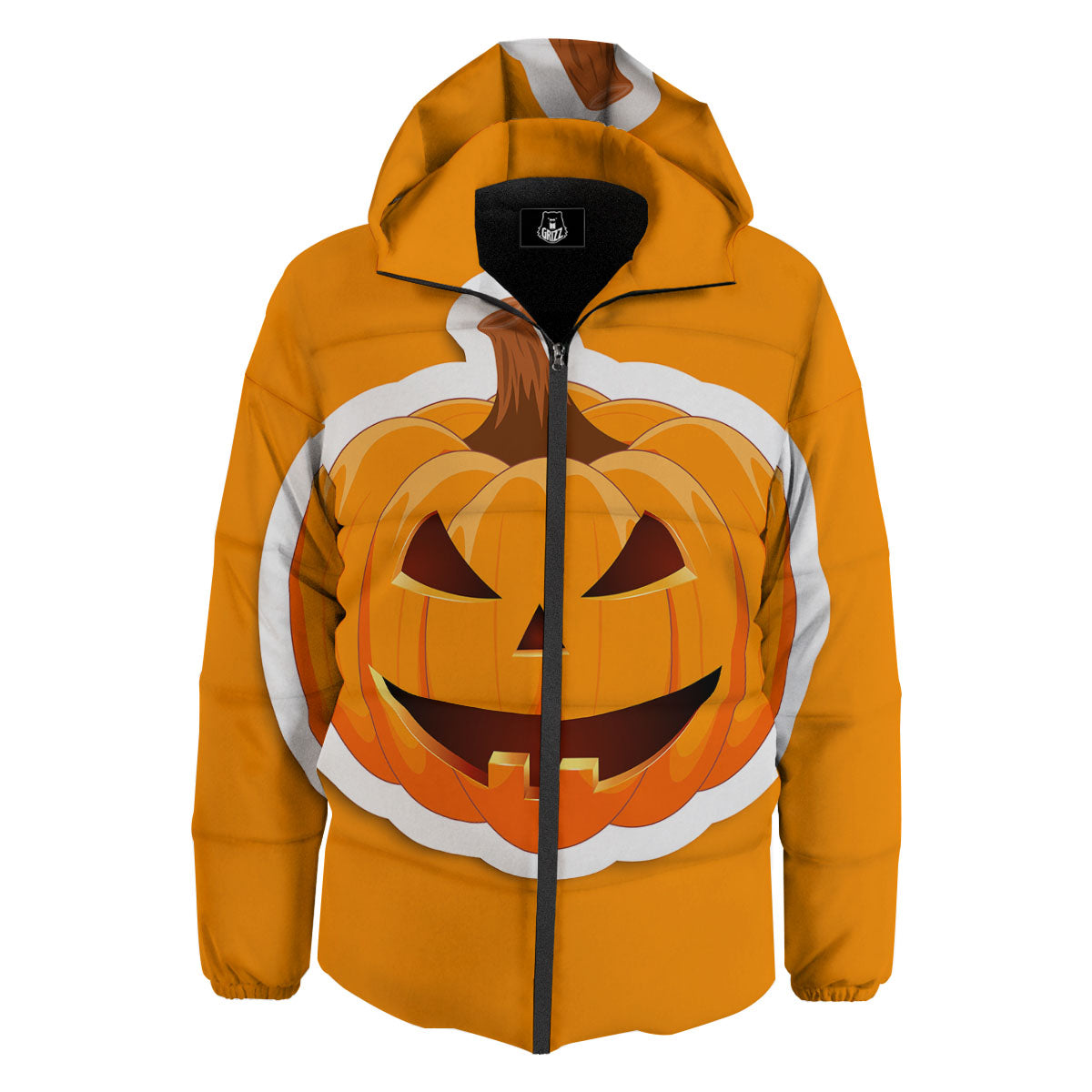 Pumpkin Print Down Jacket-grizzshop