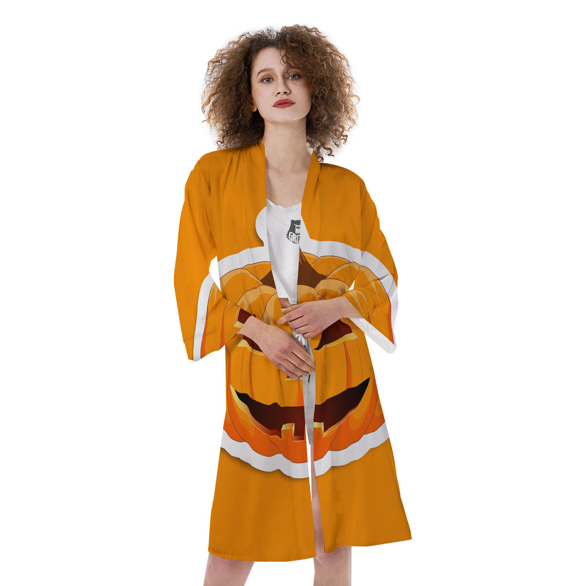 Pumpkin Print Kimono-grizzshop