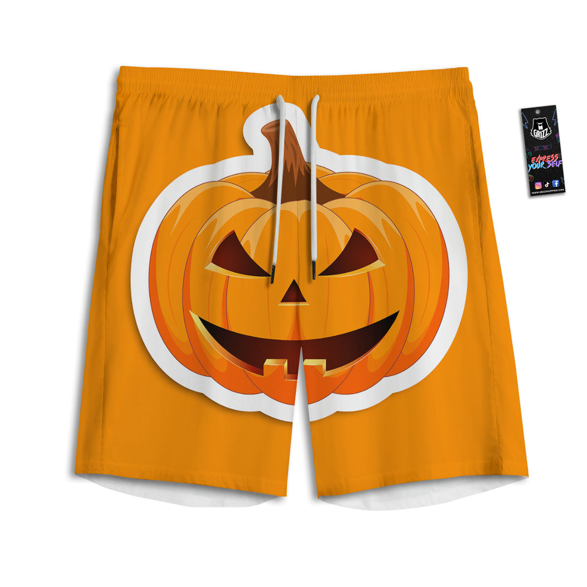 Pumpkin Print Men's Athletic Shorts