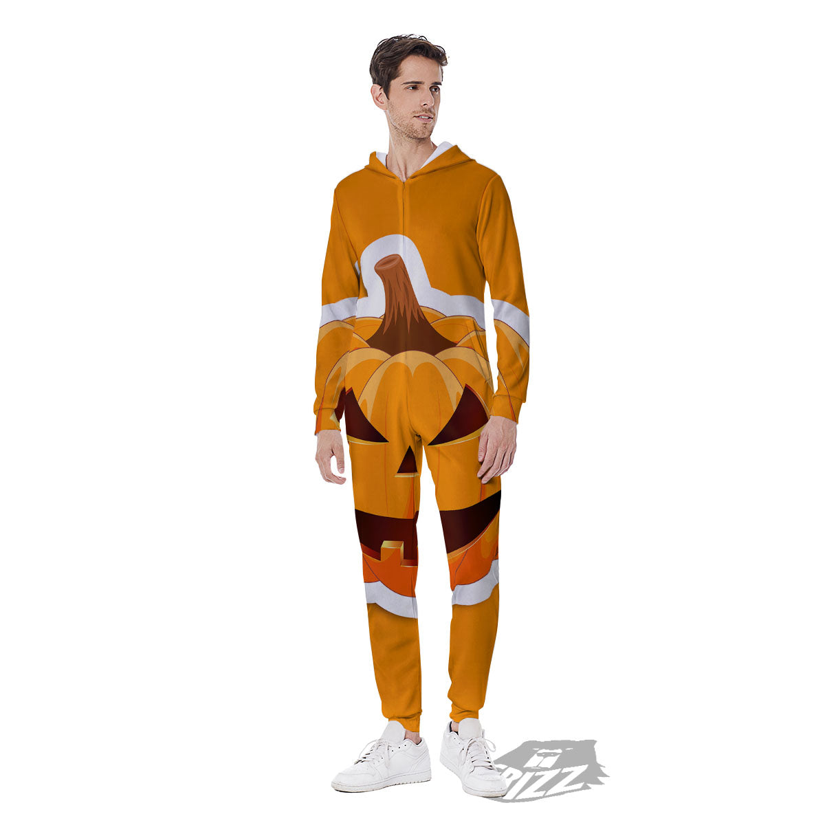 Pumpkin Print Men's Jumpsuit-grizzshop
