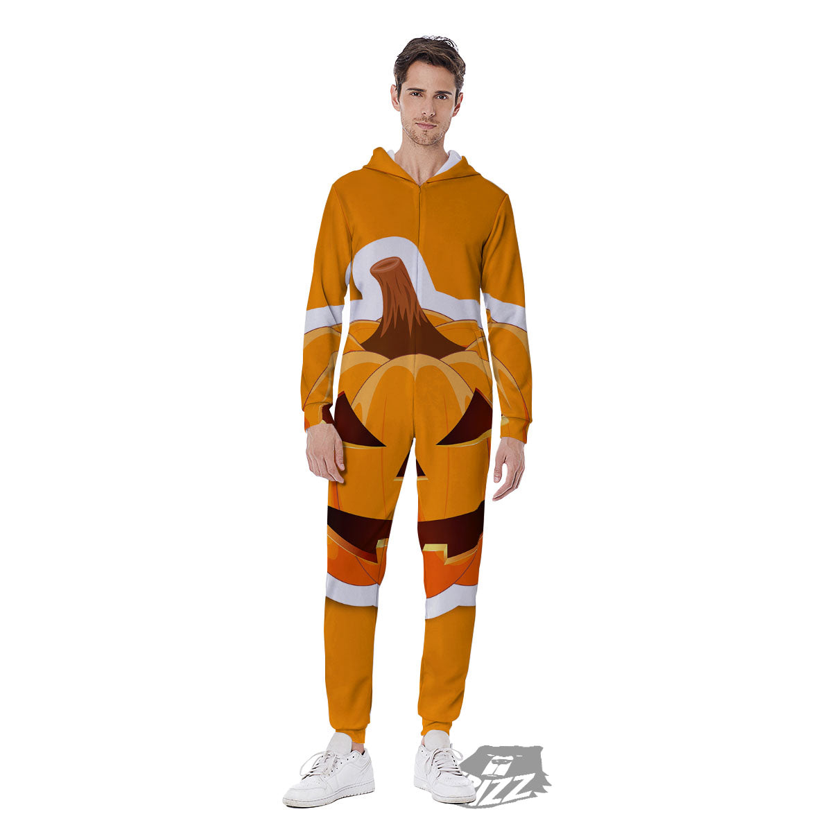 Pumpkin Print Men's Jumpsuit-grizzshop