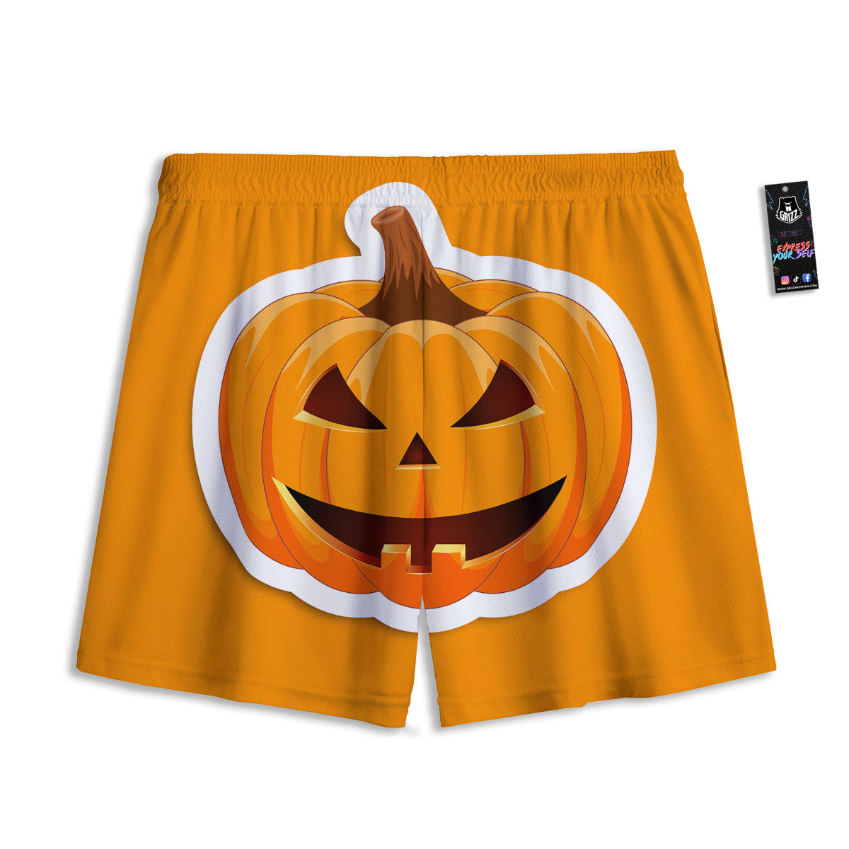 Pumpkin Print Mesh Shorts