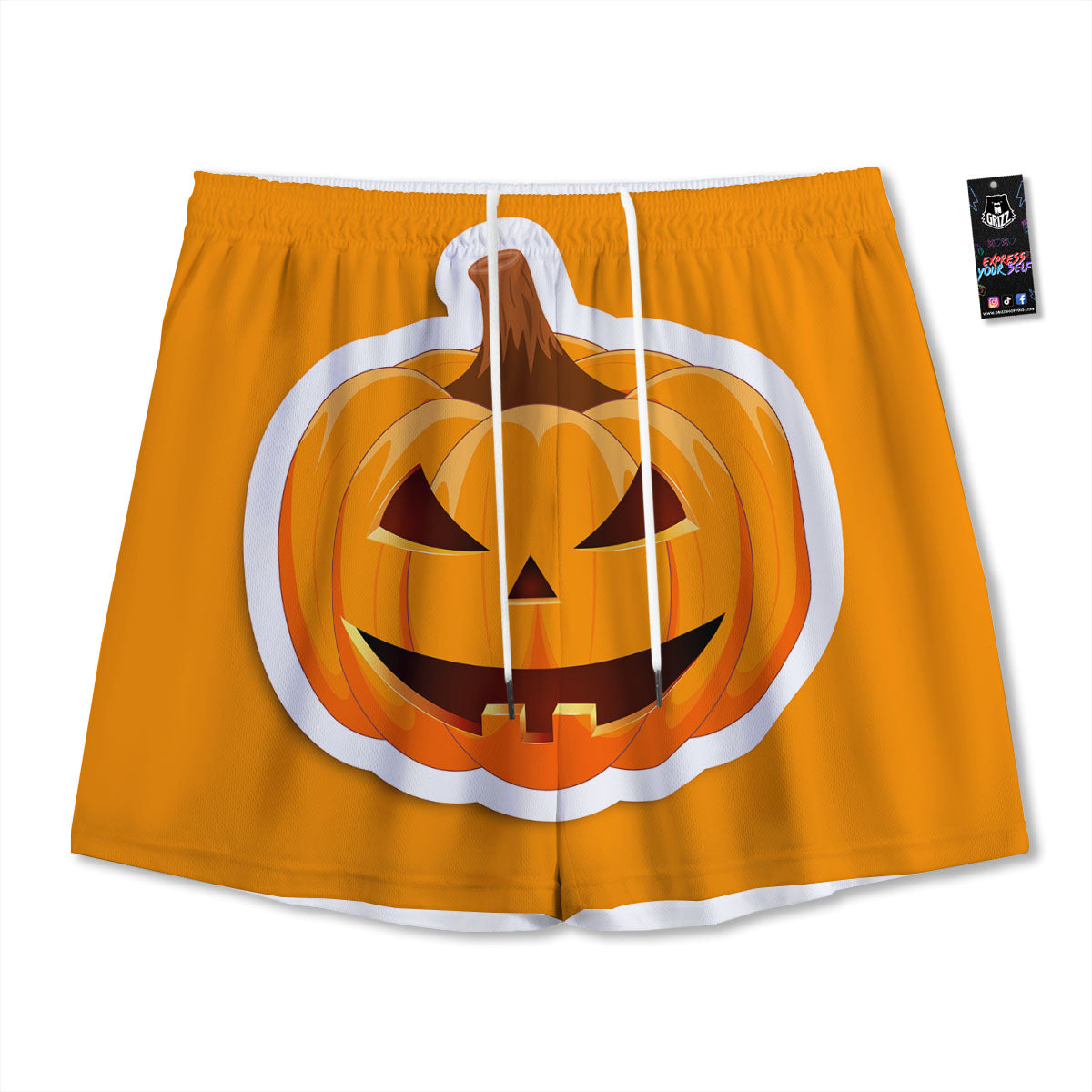 Pumpkin Print Mesh Shorts