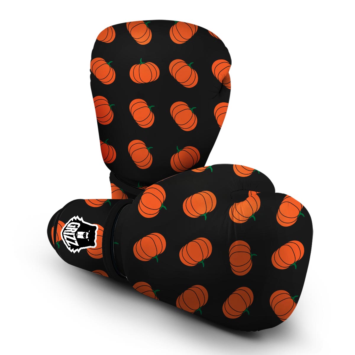 Pumpkin Print Pattern Boxing Gloves-grizzshop
