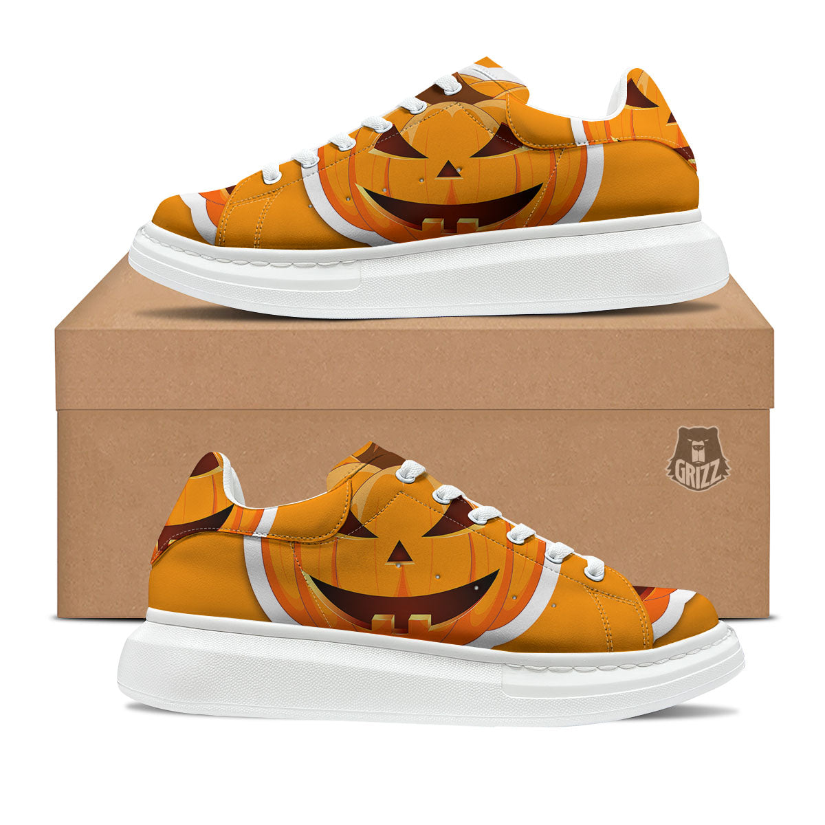 Pumpkin Print Platform Shoes-grizzshop