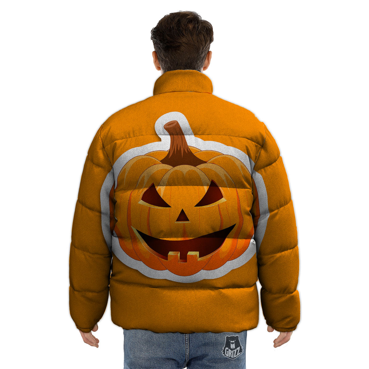 Pumpkin Print Puffer Jacket-grizzshop