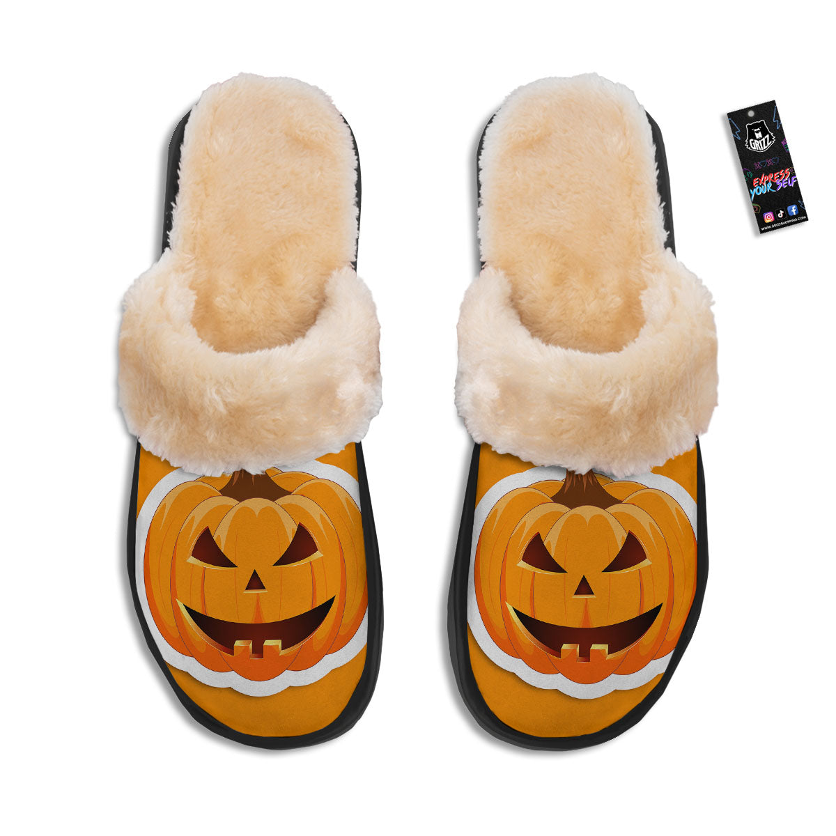Pumpkin Print Slippers-grizzshop