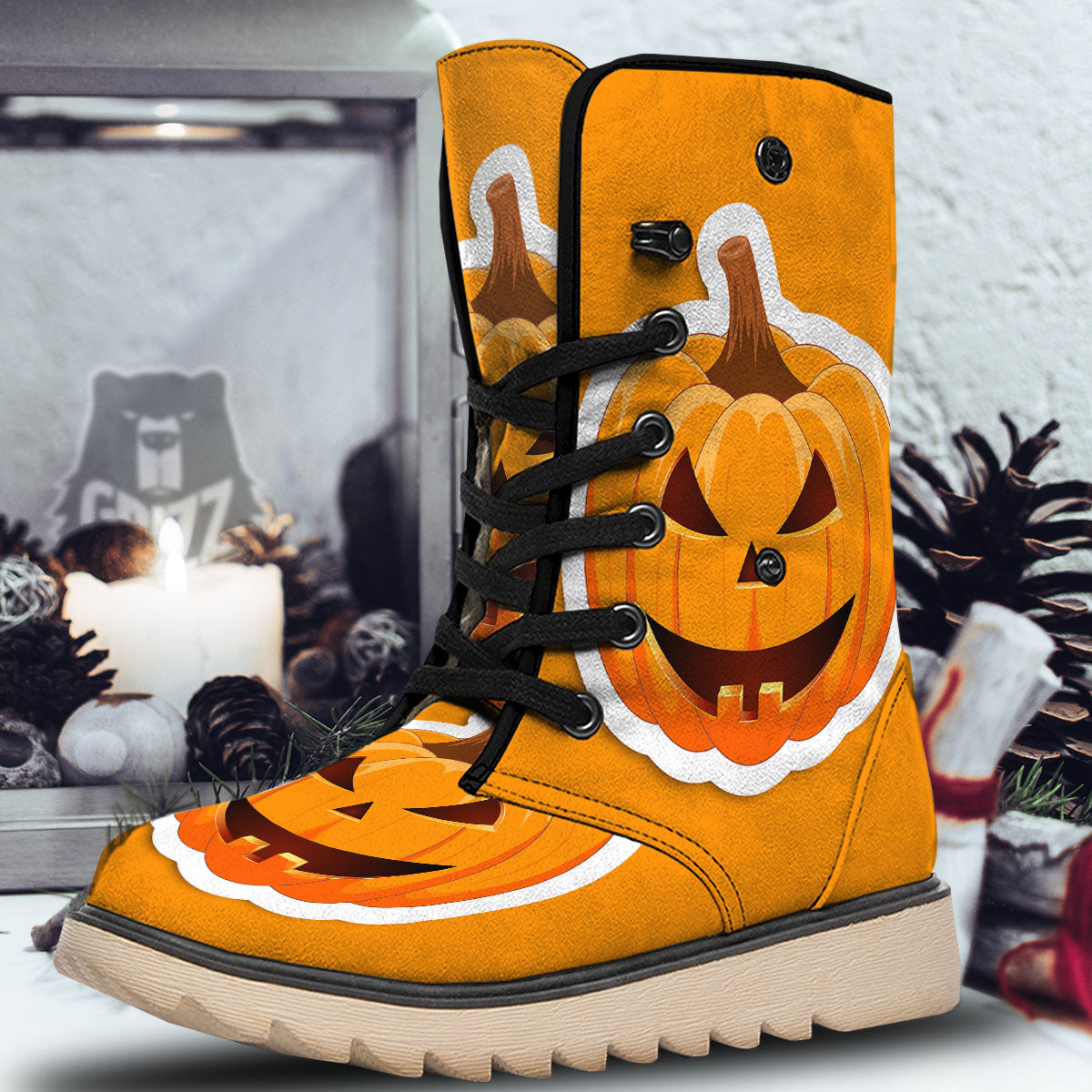 Pumpkin Print Snow Boots-grizzshop