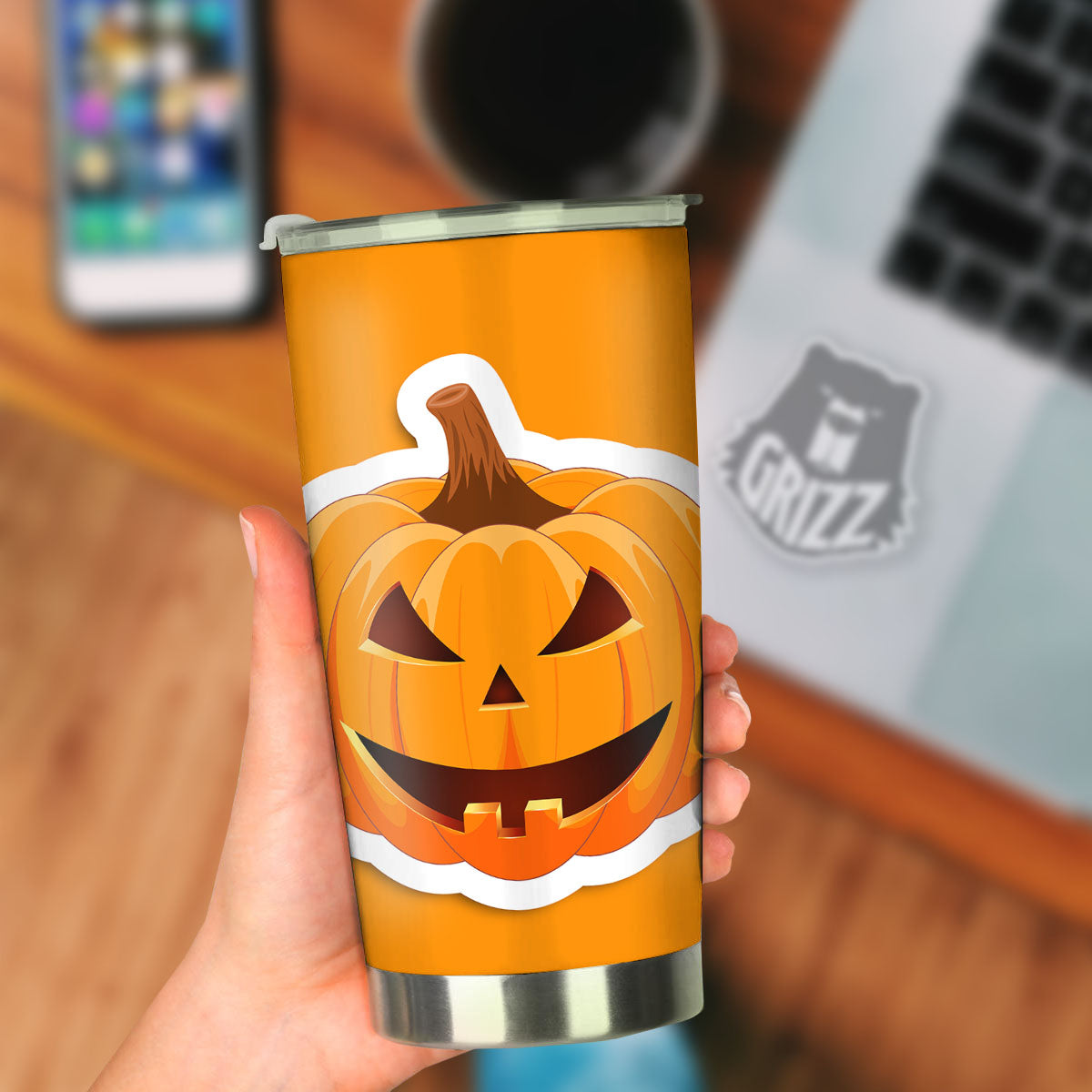 Pumpkin Print Tumbler-grizzshop